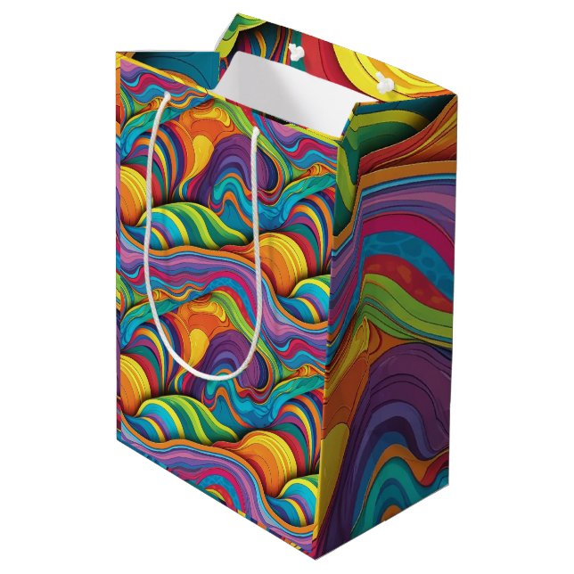 Abstraktes geometrisches Muster 34 - Geschenktasch Mittlere Geschenktüte (Rückseite Schrägansicht)