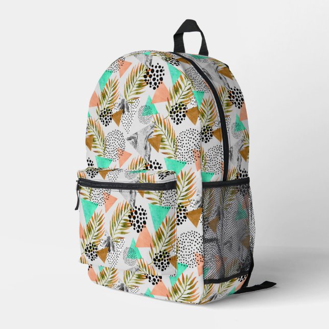 Abstraktes geometrisches Muster Bedruckter Rucksack (Rückseitige Ecke Rechts)