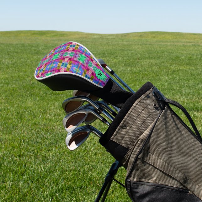 Abstraktes geometrisches Muster, blau, rosa, kunde Golf Headcover (In SItu)