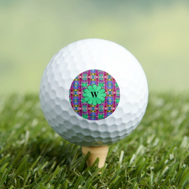 Abstraktes geometrisches Muster, blau, rosa, kunde Golfball (Insitu T-Shirt)