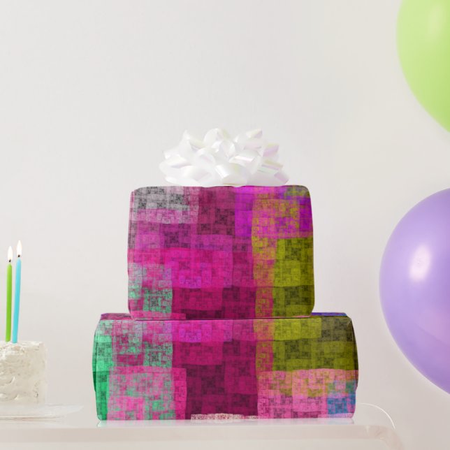 Abstraktes geometrisches Muster, blau, rosa, moder Geschenkpapier (Partygeschenke)