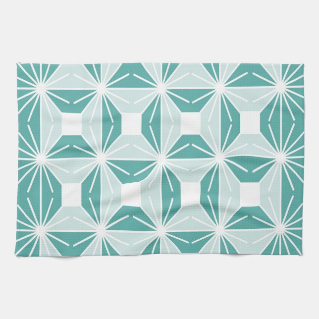 Abstraktes geometrisches Muster - blau und weiß. Geschirrtuch (Horizontal)