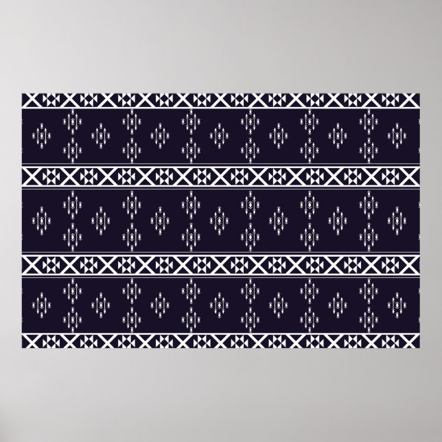 Abstraktes geometrisches Muster Design Blaue Rücks Poster (Vorne)