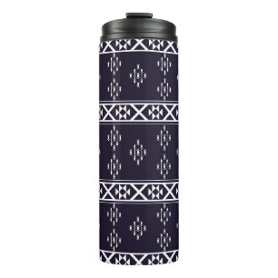 Abstraktes geometrisches Muster Design Blaue Rücks Thermosbecher
