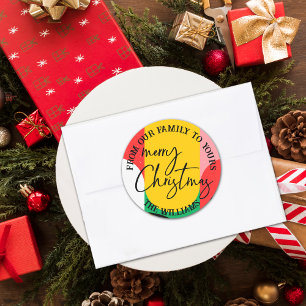 Abstraktes geometrisches Muster Frohe Weihnachten Runder Aufkleber