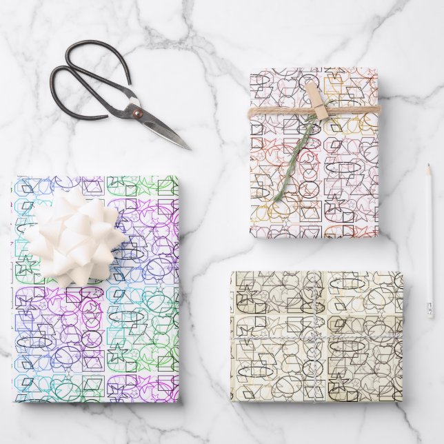 Abstraktes geometrisches Muster | Geflechte und 6  Geschenkpapier Set (Vorderseite)