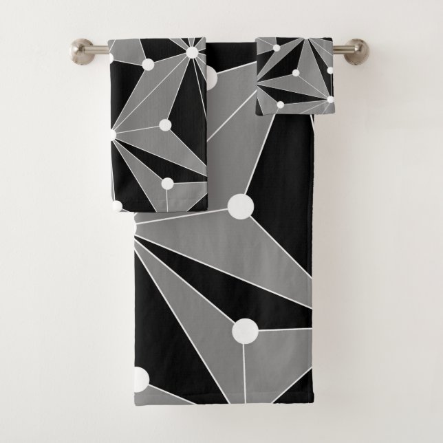 Abstraktes geometrisches Muster - grau.  Badhandtuch Set (Insitu)