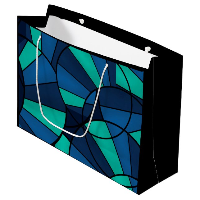 Abstraktes geometrisches Muster Große Geschenktüte (Vorderseite Schrägansicht)