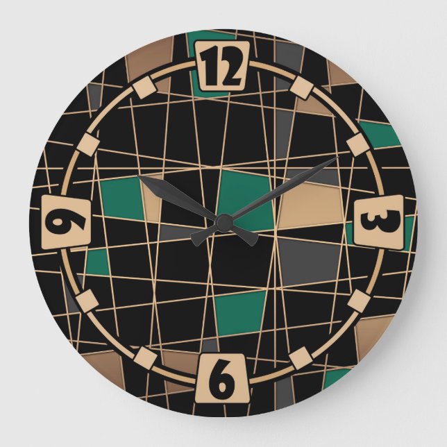 Abstraktes geometrisches Muster, große Uhr (Vorderseite)