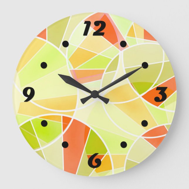 Abstraktes geometrisches Muster große Uhr (Vorderseite)