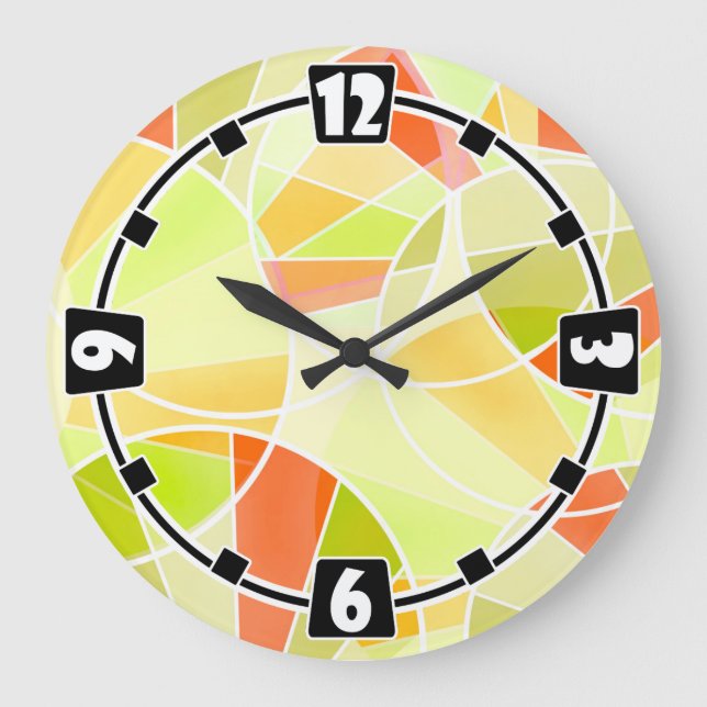Abstraktes geometrisches Muster Große Wanduhr (Vorderseite)