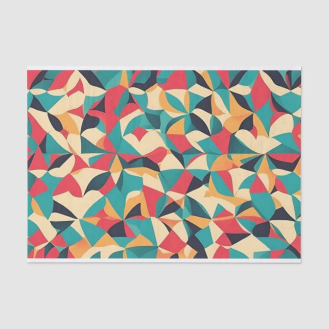 Abstraktes geometrisches Muster im Retro-Stil - Aq Seidenpapier (Vorderseite)