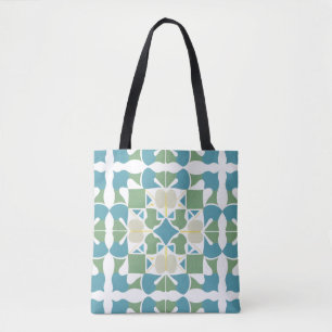 Abstraktes geometrisches Muster in Grün und Blau Tasche