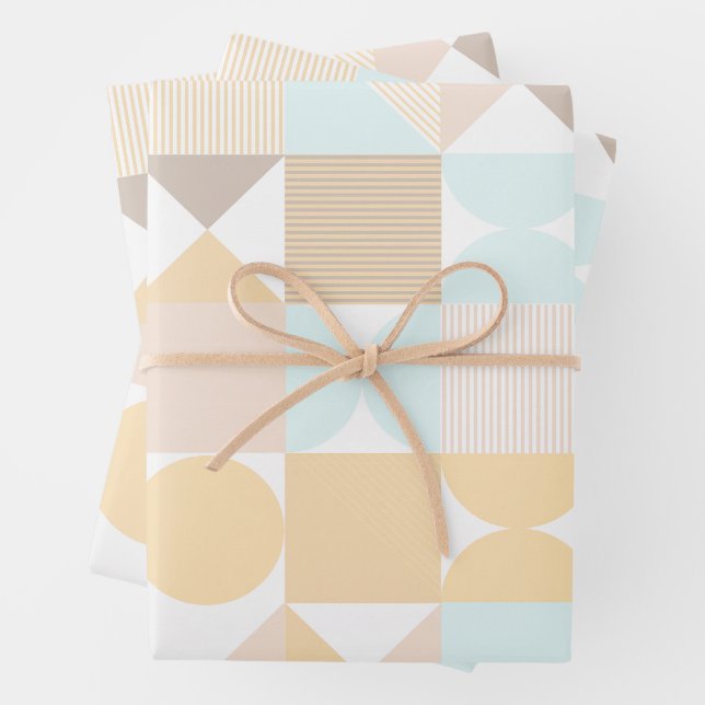 Abstraktes geometrisches Muster in Pastellfarbe Geschenkpapier Set (Beispiel)