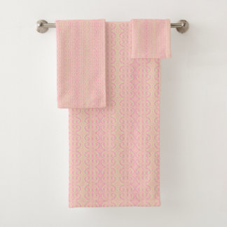 Abstraktes geometrisches Muster in rosa Badhandtuch Set