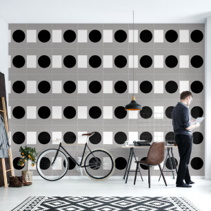 Abstraktes geometrisches Muster in Schwarz und Wei Tapete