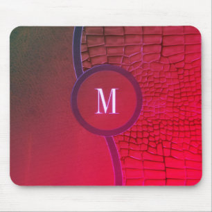 Abstraktes geometrisches Muster Leder dunkelrot  Mousepad