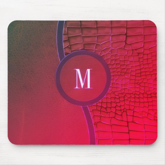 Abstraktes geometrisches Muster Leder dunkelrot  Mousepad (Vorne)