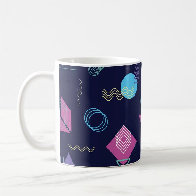 Abstraktes geometrisches Muster, Linienformen. Kaffeetasse (Links)