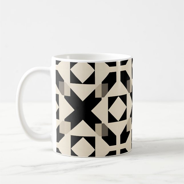 Abstraktes geometrisches Muster mit kontrahiertem  Kaffeetasse (Links)