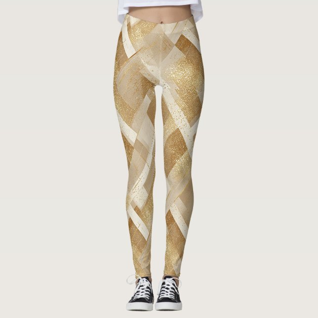 Abstraktes geometrisches Muster mit Metallic Leggings (Vorderseite)