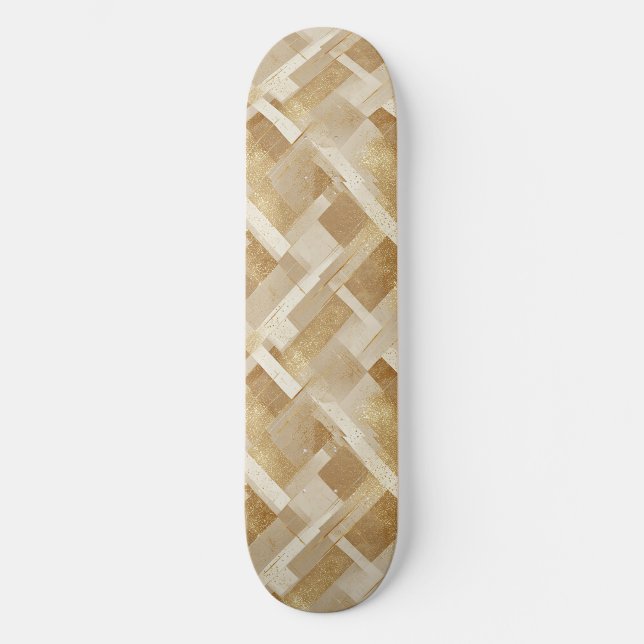 Abstraktes geometrisches Muster mit Metallic Skateboard (Vorderseite)