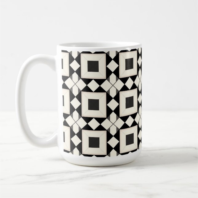 Abstraktes geometrisches Muster mit Retro-Tönen Kaffeetasse (Links)