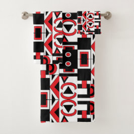 Abstraktes geometrisches Muster Modernes Schwarzes Badhandtuch Set