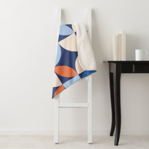 Abstraktes geometrisches Muster Orange Blau Sherpadecke