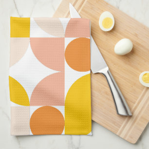 Abstraktes geometrisches Muster Pfirsich Orange Ge Geschirrtuch