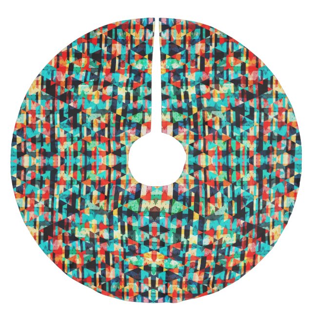 Abstraktes geometrisches Muster Polyester Weihnachtsbaumdecke (Vorderseite)