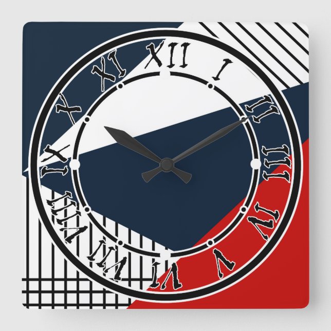 Abstraktes geometrisches Muster Quadratische Wanduhr (Vorderseite)