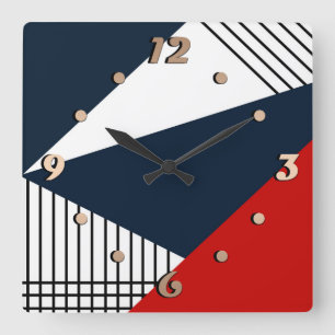 Abstraktes geometrisches Muster Quadratische Wanduhr