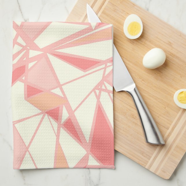 Abstraktes geometrisches Muster rosa beige Geschirrtuch (Viertel Falte)