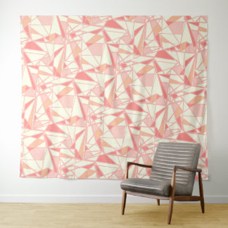 Abstraktes geometrisches Muster rosa beige Wandteppich