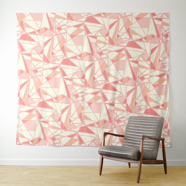 Abstraktes geometrisches Muster rosa beige Wandteppich (Beispiel (Horizontal))