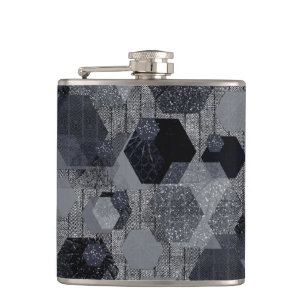 Abstraktes geometrisches Muster, schwarz und grau. Flachmann