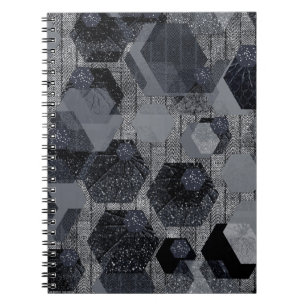 Abstraktes geometrisches Muster, schwarz und grau. Notizblock