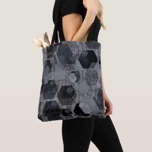 Abstraktes geometrisches Muster, schwarz und grau. Tasche