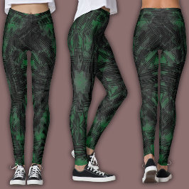 Abstraktes geometrisches Muster | Schwarz und Tief Leggings