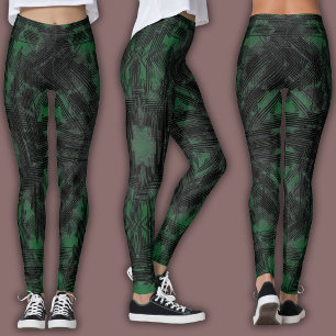 Abstraktes geometrisches Muster Schwarz und Tief Leggings