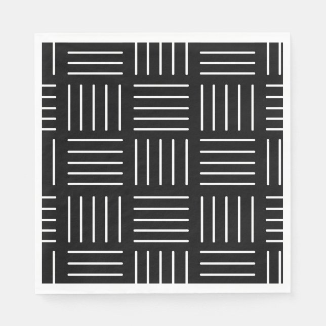 Abstraktes geometrisches Muster - Schwarz/Weiß. Serviette (Vorderseite)