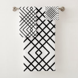Abstraktes geometrisches Muster - Schwarzweiss. Badhandtuch Set