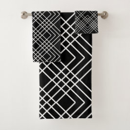 Abstraktes geometrisches Muster - Schwarzweiss. Badhandtuch Set
