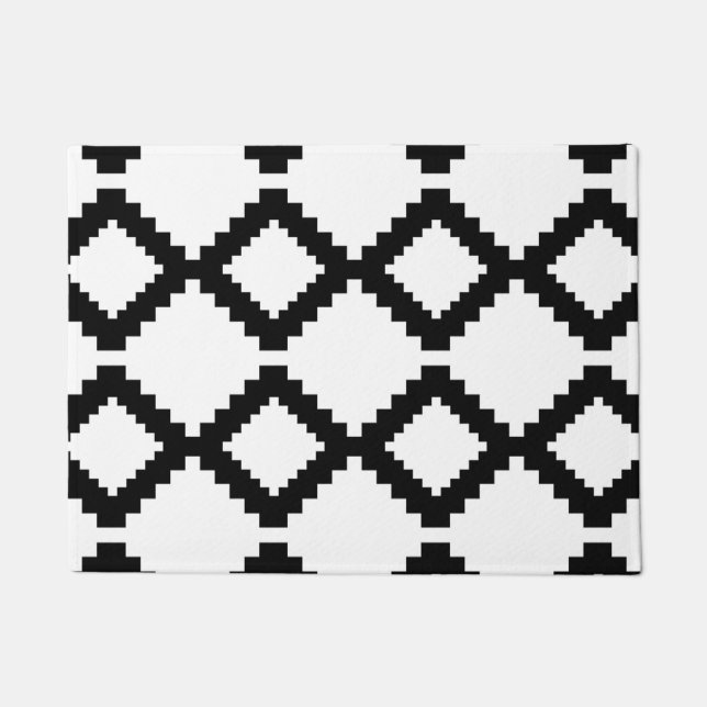 Abstraktes geometrisches Muster - Schwarzweiss. Fußmatte (Vorderseite)