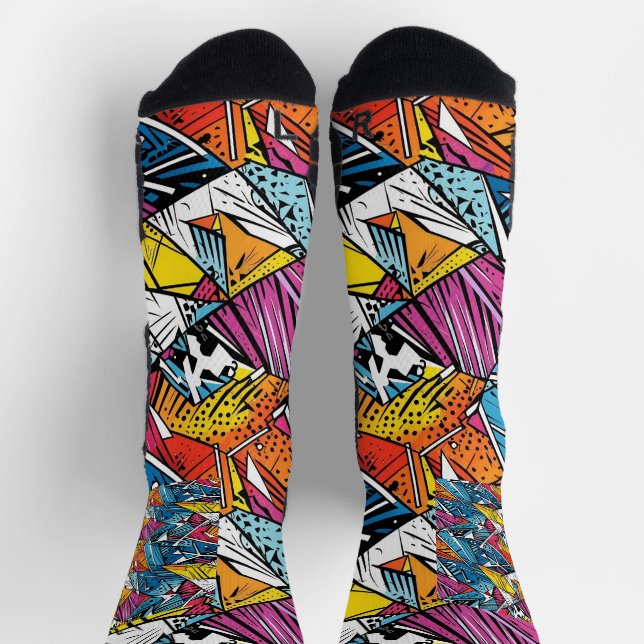 Abstraktes geometrisches Musterdesign 21 - Socken (Oben)