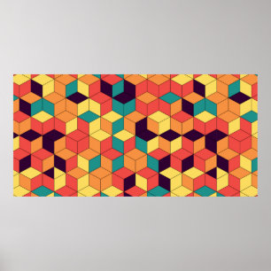 Abstraktes geometrisches nahtloses Farbkubenmuster Poster