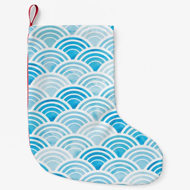 Abstraktes geometrisches nahtloses Muster mit blau Kleiner Weihnachtsstrumpf (Vorderseite)