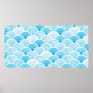 Abstraktes geometrisches nahtloses Muster mit blau Poster
