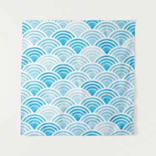 Abstraktes geometrisches nahtloses Muster mit blau Wandteppich